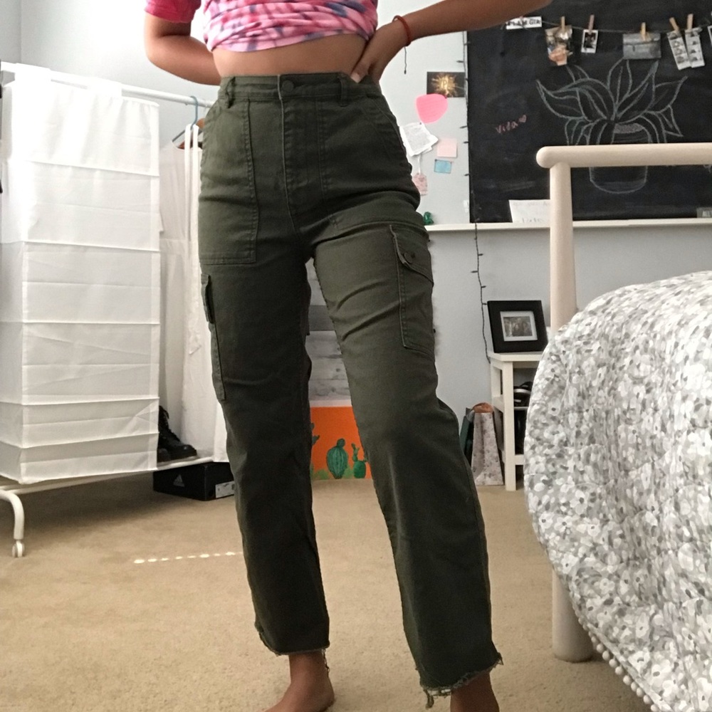 high waisted army green pants